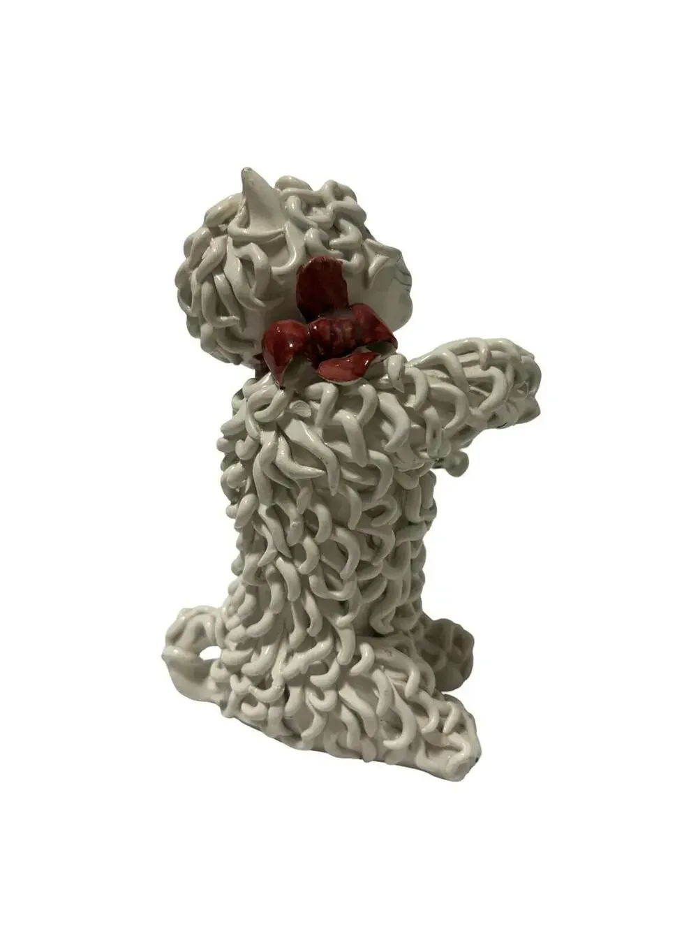 Vintage Italian Spaghetti Cat Figurine Violin Guitar White Ceramic Made In Italy